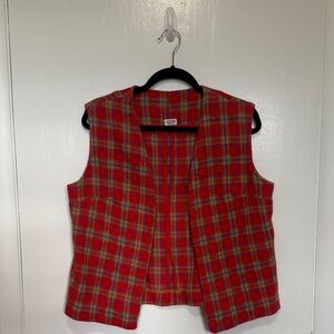 Vintage Red Plaid Vest